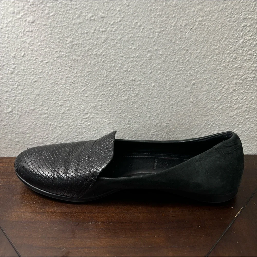 ECCO Touch Ballerina 2.0 Women's Black Leather Flat EU 38 US 7 /‎ 7.5 Snakeskin